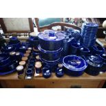 A LARGE QUANTITY OF VINTAGE HORNSEA DINNER AND TEAWARES IN BLUE