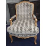 A FAUTEIL with grey cut velvet upholstery