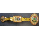 A CHINESE YELLOW CLOISONNE RUYI SCEPTRE, 54cm long