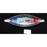 A BAGUES SILVER AND ENAMEL OVAL DISH, (c.3.9oz)