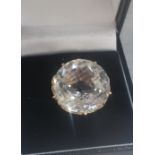 A ROCK CRYSTAL DRESS RING, on a yellow gold shank, stamped "375", ring size N