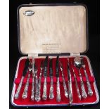 A COLLECTION OF SILVER HANDLED PASTRY KNIVES AND FORKS