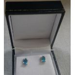 A PAIR OF SILVER NEON APATITE EAR STUDS