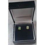 A PAIR OF SILVER ETHIOPIAN OPAL STUDS, in a fitted presentation case