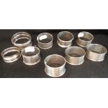 A COLLECTION OF SILVER NAPKIN RINGS, approx 5oz