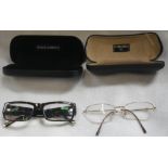 CHANEL: A pair of glasses in a fitted case, together with a pair of Dolce & Gabbana (2)