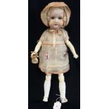 ARMAND MARSEILLE; A 1920S BISQUE DOLL, stamped, 'Germany 390 A O 1/2 M' with jointed composite