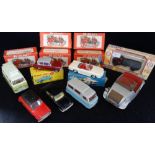 A DINKY TOYS FORD ANGLIA (Over painted) with original box, and similar model vehicles