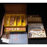 MAH JONGG SET, (boxed) and two sets of Vintage bone dominoes