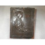 AN EARLY 20TH CENTURY EMBOSSED BRONZE PLAQUE, of 'Eva. Roos.Vedrer' by 'W. Coscombe John', 15.5cm