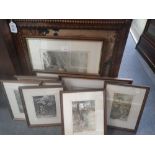 A COLLECTION OF FRAMED ARTHUR RACKHAM ILLUSTRATIONS and other prints and a fire screen with a
