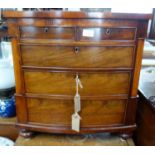 A VICTORIAN MINIATURE MAHOGANY BOWFRONT CHEST with two short and three long drawers, 52.5cm wide