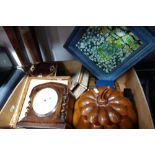 A COLLECTION OF MIXED SUNDRIES, including an oak cased barometer, enamel picture, a Vizagapatam
