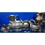 A TUDRIC HAMMERED PEWTER TEAPOT and similar pewter teaware