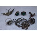 A COLLECTION OF MARCASITE JEWELLERY, INCLUDING A RING