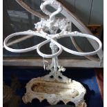 A VICTORIAN CAST IRON STICK STAND with registration mark, painted white