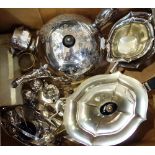 A COLLECTION OF SILVER PLATE to include tea ware