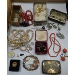 A COLLECTION OF JEWELLERY, to include a cameo brooch