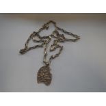 A 9CT GOLD PENDANT, attached to a 9ct gold box-chain link necklace, approx. 16.8grams total weight