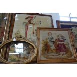 A VICTORIAN NEEDLEWORK in a wooden frame and others similar