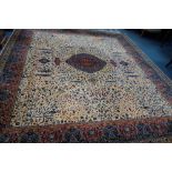 A LARGE 'GROSVENOR' PERSIAN REPRODUCTION CARPET, cream ground with allover floral decoration,