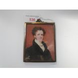 ENGLISH SCHOOL, 19TH CENTURY Portrait of Rev. John Fitz Moore-Halsey, watercolour, 9cm x 7cm