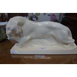 A WEDGWOOD MOONSTONE GLAZED MODEL OF A LION WITH ITS PREY, unmarked