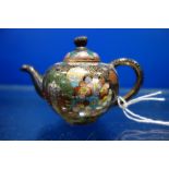 A MINIATURE CLOISONNE TEAPOT, 5.5cm high