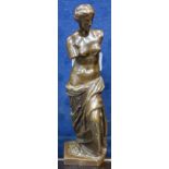 A BRONZE STUDY OF A GRECIAN WOMAN, signed to the base, 17cm high