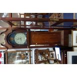 A 19TH CENTURY OAK AND MAHOGANY CROSSBANDED EIGHT DAY LONGCASE CLOCK, the painted dial with blue and