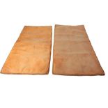 A PAIR OF LARGE VINTAGE TAN LEATHER GYM MATS