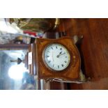 AN EDWARDIAN MAHOGANY AND INLAID MANTEL CLOCK by Walker & Hall Ltd with French movement, 27cm high