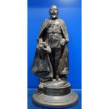 A BRONZE EFFECT POTTERY STUDY OF EDWARD VII 1841-1910, 33cm high