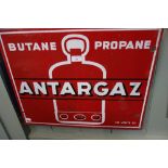 A VINTAGE FRENCH ENAMEL ANTARGAZ DOUBLE SIDED SIGN