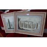 A PAIR OF EARLY 19TH CENTURY GRAND TOUR WATERCOLOUR VIEWS OF POMPEI