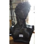 A BRONZED RESIN BUST after The Antique, 39cm high