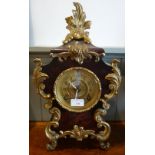 A VICTORIAN CAST IRON FAUX TORTOISESHELL AND GILT ROCOCCO STYLE CLOCK (later battery movement), 47cm