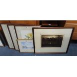 ALFRED R BLUNDELL: THE WOOD AT SWAINSTHORPE, NORFOLK, etching (signed) and various other pictures