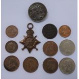 A WORLD WAR I MEDAL inscribed,'M. 15232. E. BROWN. J.R.A. R.N.', a Victorian crown, converted to a