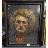 ENGLISH SCHOOL, 20TH CENTURY A head and shoulders portrait of a stern faced figure wearing an orange