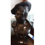 AFTER DUTRION; 'LA CANOTIERE' A RESIN BUST OF A FEMALE, 60cm high