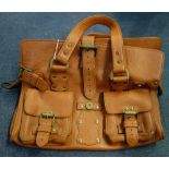 AN 'OAK' MULBERRY HANDBAG with brass hardware, with metal tag, numbered 026904