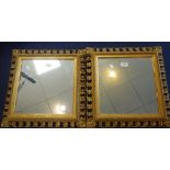 A PAIR OF 19TH CENTURY WALL MIRRORS in square gilt frames, 44cm wide