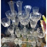 A COLLECTION OF VICTORIAN AND LATER GLASSWARE, including champagne glasses