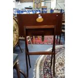 AN EDWARDIAN MAHOGANY FOLDING CARD TABLE and a pole screen (2)