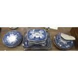 A LATE VICTORIAN FLOW BLUE PART DINNER SERVICE