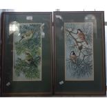 VALERIE CHRISTMAS: A watercolour illustration of birds in a pine tree and another similar