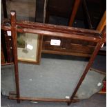 A VICTORIAN OXFORD FRAMED MIRROR and two other mirrors and a projector screen