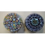 A MILLEFIORI GLASS PAPERWEIGHT and another similar (2)
