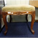 A 19TH CENTURY ROSEWOOD STOOL on cabriole legs